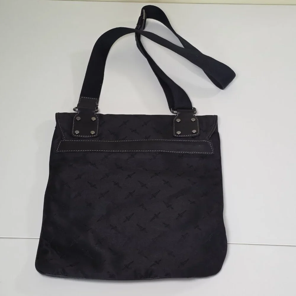 Cesare Paciotti Messenger Cross Body Dagger AOP Bag Made In Italy Black Embossed